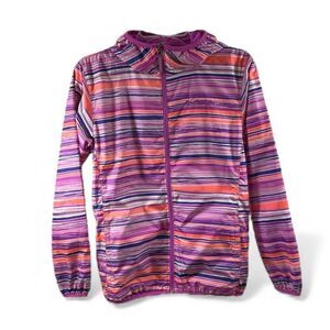 Columbia Pink Multicolor Striped Hodded Omni-Wick Jacket Size L Youth